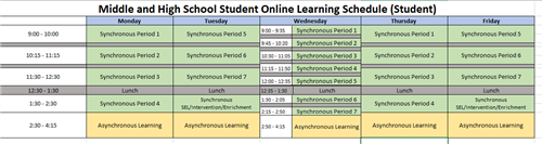 Student Schedule 